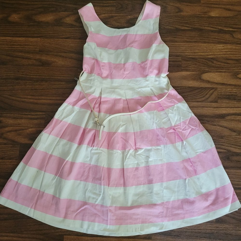 Strapped Pink and White Dress